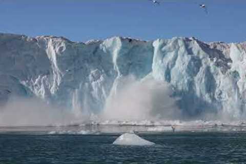 Shocking scenes show glacier crumbling into the sea in Norway's Arctic