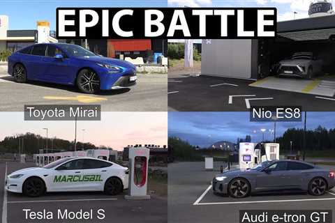 Toyota Mirai refueling hydrogen vs Nio battery swap, Tesla supercharging and Audi on Ionity