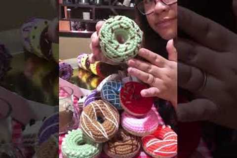 These crochet donuts are made from wool but still look delicious