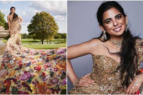 Met Gala 2024: Isha Ambani looks magnificent and oh-so-dreamy in saree gown ft long floral train;..